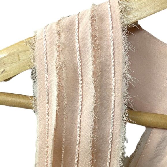 NEW Sophie Max Peach Raw Hem Racer Back Wild Flower Maxi Dress Large - Picture 5 of 12